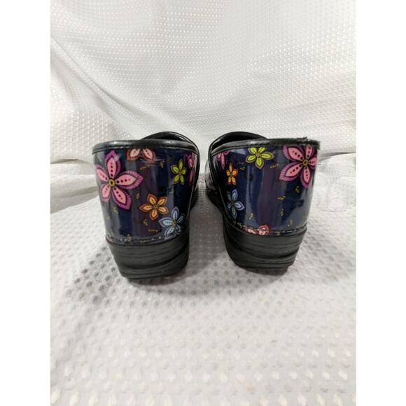 DANSKO! ULTRA COMFORT PATENT LEATHER FLORAL PINK, BLUE, AQUA, BLACK CLOGS!SZ 9.5 - Picture 7 of 9